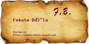 Fekete Béla névjegykártya